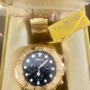Invicta Gold Tone and Deep Blue Chronograph Men’s Watch